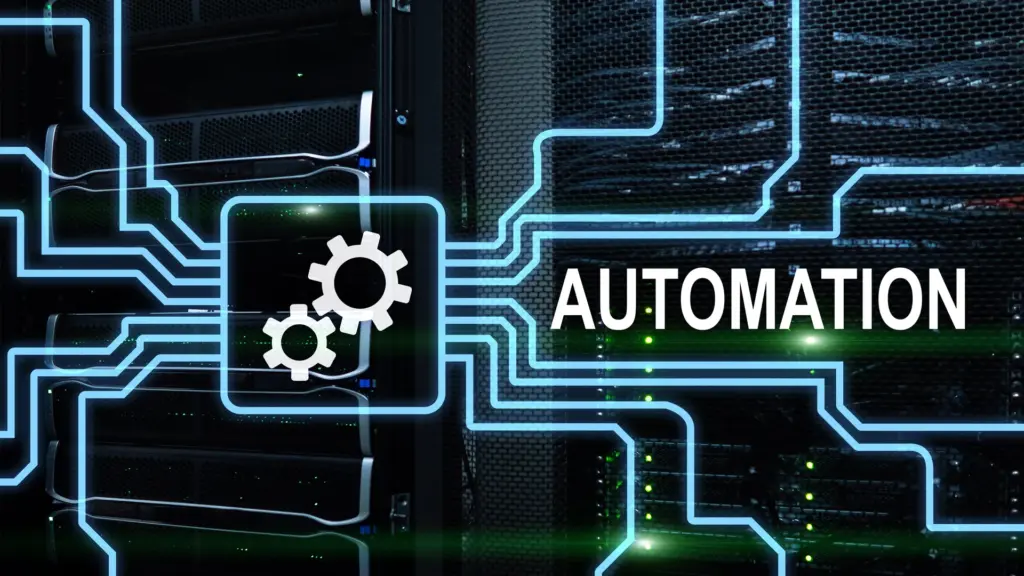 Concept d automatisation des processus d affaires avec technologie et engrenages numériques