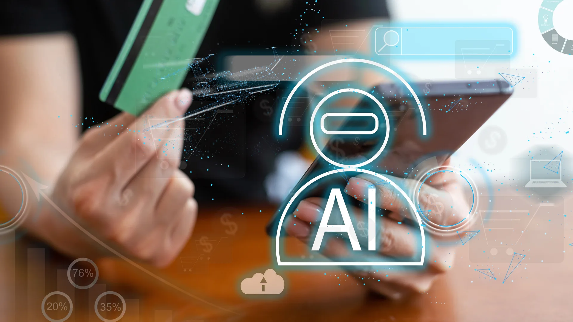 Femme clavardant avec un chatbot IA sur ordinateur portable