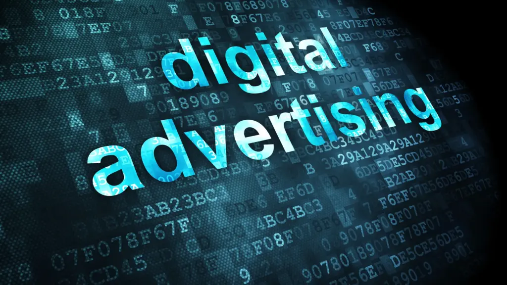 Concept marketing de publicité numérique sur fond digital