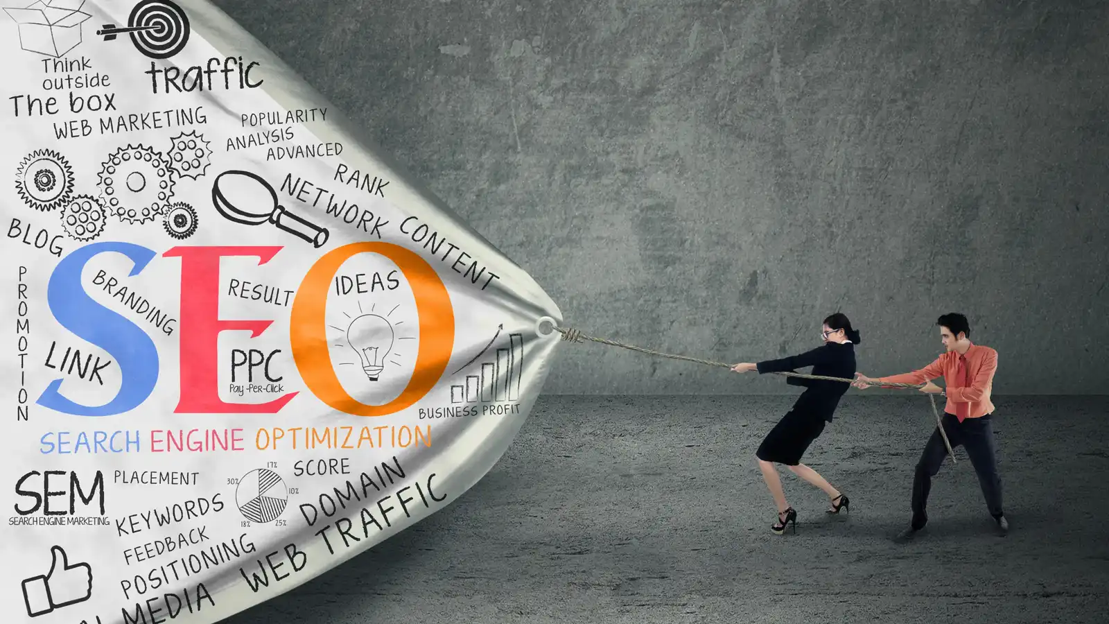 Stratégie d'affaires avec concept de référencement SEO